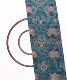 Blue Colour Floral Print Organza Silk Fabric