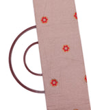 Grey and Red Foil Print Cotton Slub Fabric