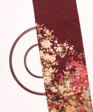 Brown Colour Floral Design Satin Moss Fabric