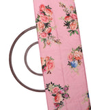 Pink Colour Floral Design Satin Moss Fabric
