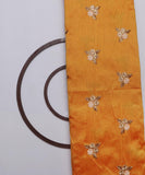 Mustard Colour Zari Embroidery Malbari Raw Silk Fabric