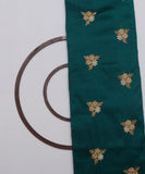 Teal Colour Zari Embroidery Malbari Raw Silk Fabric