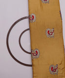 Golden Colour Peacock Pattern Zari Embroidery Soft Silk Fabric