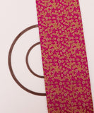 Magenta Colour Floral Pattern Golden Zari Embroidery Raw Silk Fabric