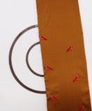 Mustard Colour Bird Embroidery Satin Taffeta Fabric