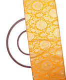 Yellow  Colour Floral Design Banarasi Brocade Silk Fabric