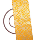 Yellow Colour Floral Design Banarasi Brocade Silk Fabric
