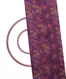 Purple  Colour Floral Print Organza Fabric