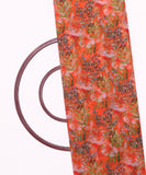 Rust Orange Colour Floral Print Chiffon Fabric
