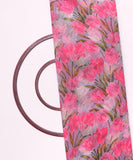 Pink Colour Floral Print Chiffon Fabric