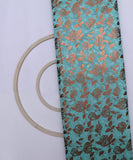 Light Blue Colour Floral Foil Print Modal Chanderi Fabric