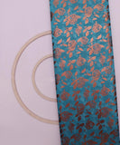 Teal Blue Colour Floral Foil Print Modal Chanderi Fabric