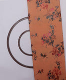 Peach Colour Floral Foil Print Modal Chanderi Fabric