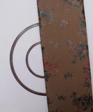 Burly Wood Colour Floral Foil Print Modal Chanderi Silk Fabric