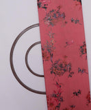 Coral Pink Colour Floral Foil Print Modal Chanderi Fabric
