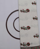 White and Red Floral  Print Slub Cotton Fabric