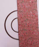 Light Peach Colour Thread Embroidery Pure Chinon Silk Fabric