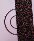 Black  Colour Thread Embroidery Pure Chinon Silk Fabric
