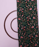 Bottle Green Colour Thread Embroidery Pure Chinon Silk Fabric