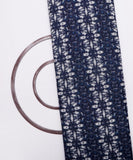Dark Blue Colour Leaf Print Cotton Slub Fabric