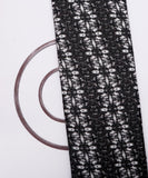 Black Colour Leaf Print Cotton Slub Fabric