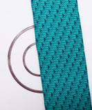Turquoise Colour Geometry Print Cotton Slub Fabric