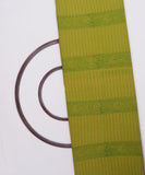 Lime Green Colour Border Pattern Cotton Slub Fabric