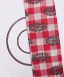 Light Red Colour Checks Floral Print  Cotton Fabric