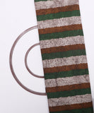 Green Colour Stripe Print Cotton Fabric