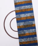 Blue Colour Stripe Floral Block Print Cotton Fabric