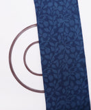 Dark Blue Colour Leaf Print Cotton Dobby Fabric