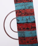 Blue Colour Dry Brush Stripe Print Rayon Fabric