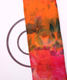 Orange Colour  Floral Print Organza Fabric