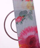 Grey Colour Floral Print Organza Fabric