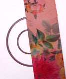 Peach Colour Floral Print Organza Fabric
