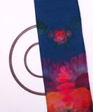 Blue Colour Flower Print Organza Fabric