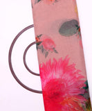 Light Pink Colour  Flower Print Organza Fabric