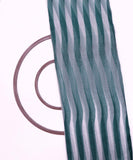 Green Colour Stripe Pattern Organza Silk Fabric