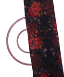 Black Colour Floral Print Organza Silk Fabric