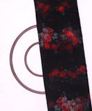 Black Colour Flower Digital Print Organza Fabric