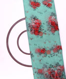 Cyan Colour Flower Digital Print Organza Fabric