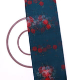 Teal Blue Colour Flower Digital Print Organza Fabric