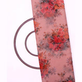 Light Peach Colour Flower Digital Print Organza Fabric