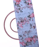 Light Blue Colour Floral Print Organza Silk Fabric