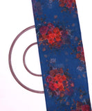 Blue Colour Floral Digital Print Organza Fabric