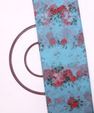 Blue Colour Floral Print Organza Fabric