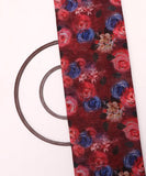 Maroon Colour Floral Print Organza Silk Fabric