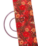 Red Brown Floral Pattern Crepe Fabric