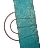 Turquoise Paisley Pattern Brocade Silk Fabric