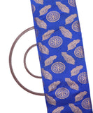 Blue Colour Feather Pattern Brocade Silk Fabric